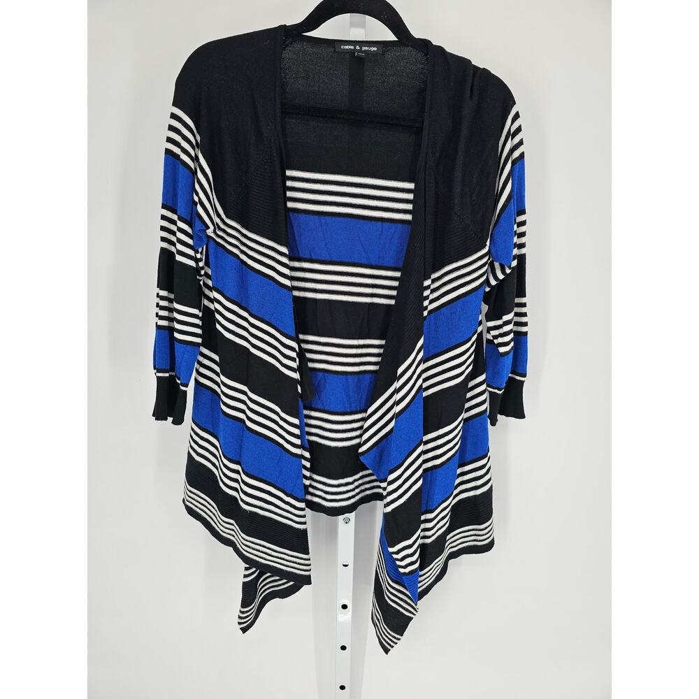Cable & Gauge Women's Multicolor Striped Long Sleeve Open Front Cardigan Size L